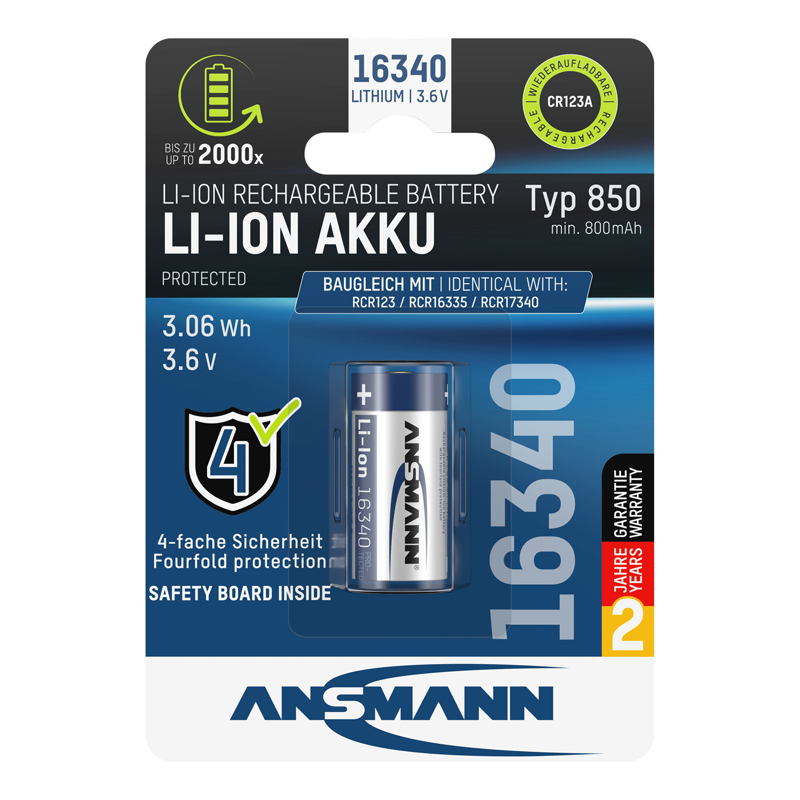 ANSMANN Li-Ion Akku 16340 / RCR123 ANSMANN Li-Ion Akku 16340 / RCR123