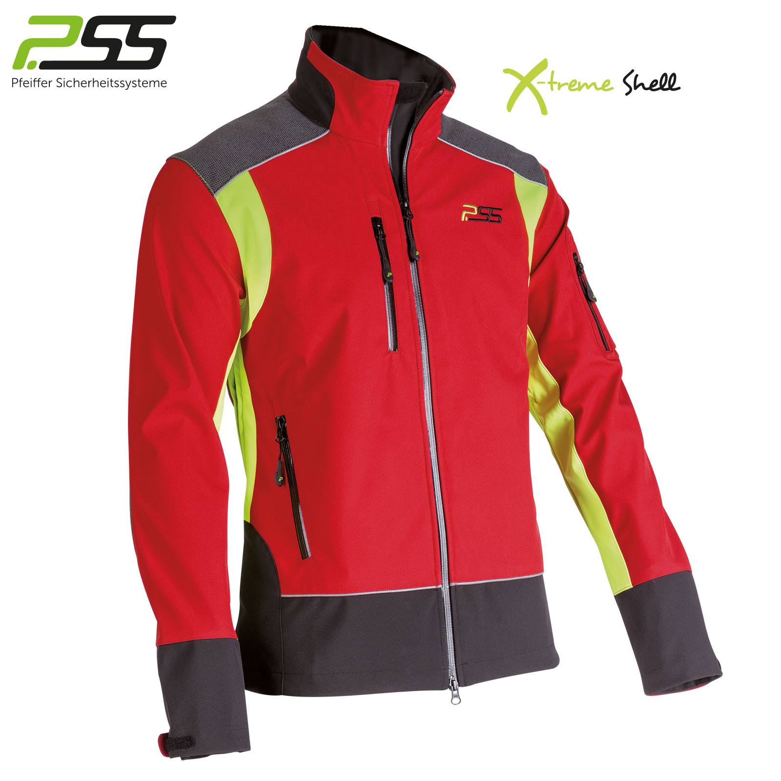 PSS X-treme Shell Softshell-Jacke rot/gelb