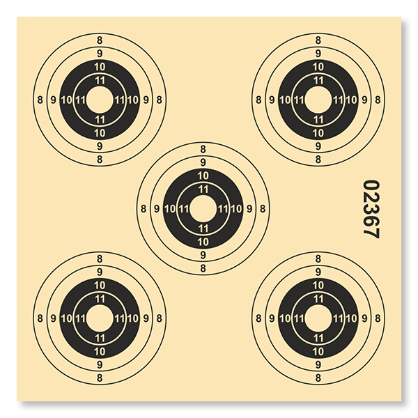 Luftgewehr Scheibe, 12 kreisig, mit 5 Spiegeln (250 Stück)