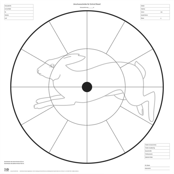 DJV-Anschussscheibe für Schrotschuss (Hase) DJV-Anschussscheibe für Schrotschuss (Hase)
